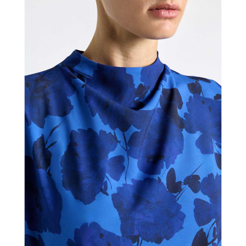 Cue Blue Stencil Floral Short Sleeve Blouse image number 2
